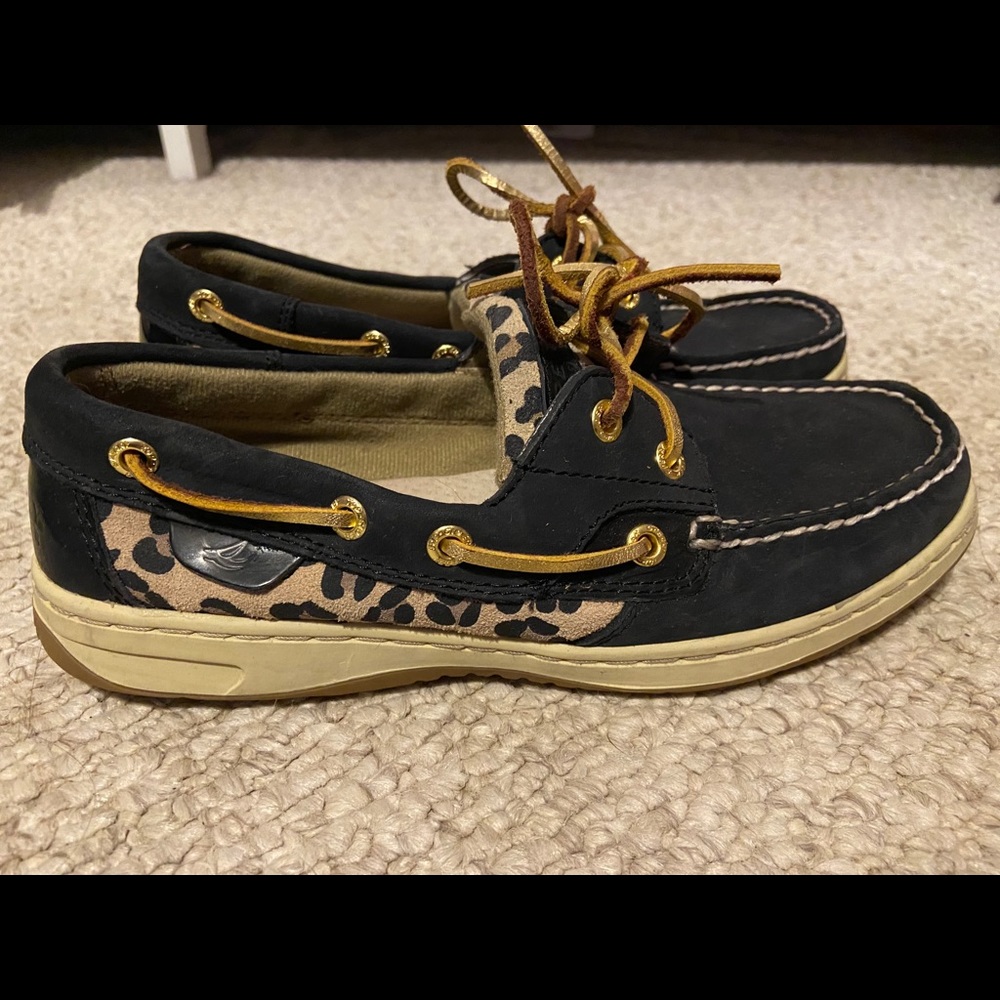 Black Cheetah Print Sperrys